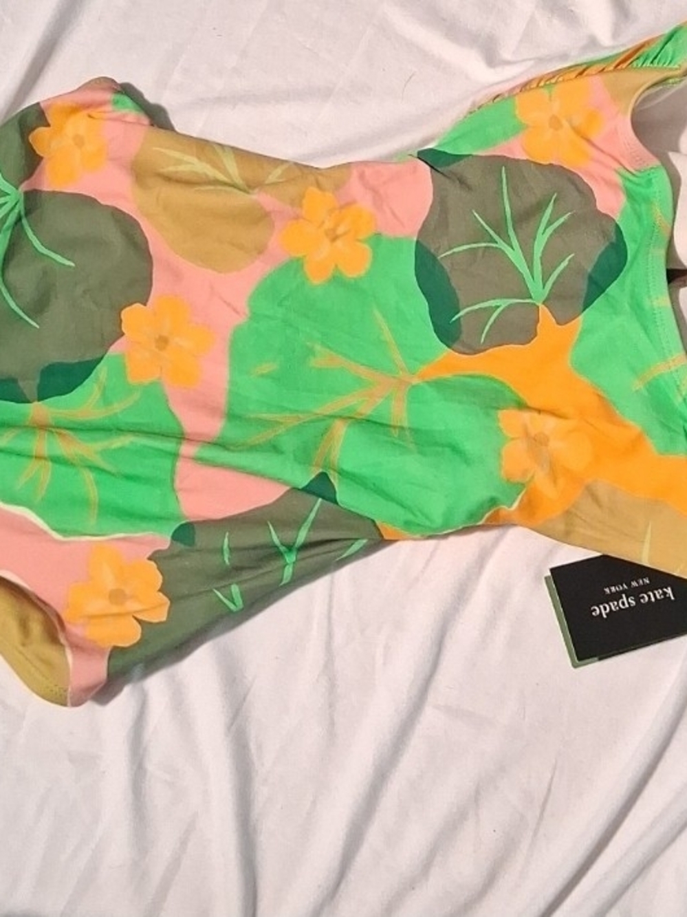 KATE SPADE NY Vibrant Floral One-Piece Swimsuit in Green & Pink SZ S - Picture 3 of 4